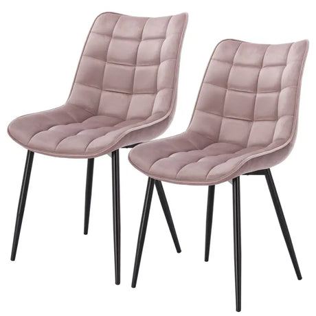 Set van 2 BukkitBow eetkamerstoelen met leren, stoffen en fluweel, metalen poten en ergonomisch ontwerp, zithoogte 46 cm.