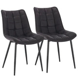 Set van 2 BukkitBow eetkamerstoelen met leren, stoffen en fluwelen bekleding, metalen poten en ergonomisch ontwerp, zithoogte 46 cm.