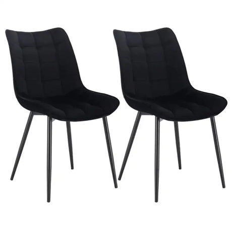 Set van 2 BukkitBow eetkamerstoelen met leren, stoffen en fluwelen bekleding, metalen poten en ergonomisch ontwerp, zithoogte 46 cm.