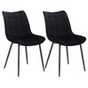 Set van 2 BukkitBow eetkamerstoelen met leren, stoffen en fluwelen bekleding, metalen poten en ergonomisch ontwerp, zithoogte 46cm.
