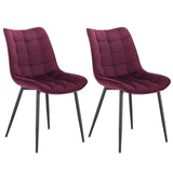 Set van 2 BukkitBow eetkamerstoelen met leren, stoffen en fluwelen bekleding, metalen poten en ergonomisch ontwerp, zithoogte 46cm.