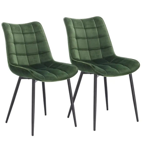 Set van 2 BukkitBow eetkamerstoelen met metalen poten, lederen, stoffen en fluwelen bekleding, ergonomisch ontwerp, zithoogte 46 cm.