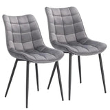 Set van 2 BukkitBow eetkamerstoelen met leren, stoffen en fluwelen bekleding, metalen poten, ergonomisch ontwerp en 46 cm zithoogte.