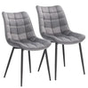 Set van 2 BukkitBow eetkamerstoelen met leren, stoffen en fluwelen bekleding, metalen poten en ergonomisch ontwerp, zithoogte 46 cm.