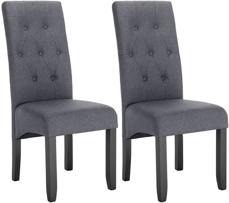 Set van 2 BukkitBow eetkamerstoelen met linnen en fluwelen zitting, massief houten poten, ergonomisch en veelzijdig design.