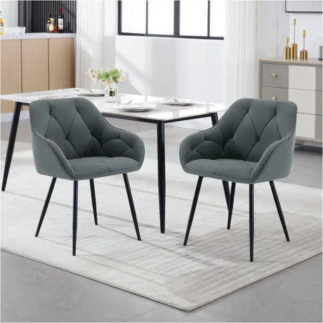 BukkitBow set van 2 velvet en metalen eetkamerstoelen met ergonomisch ontwerp en 120 kg draagvermogen
