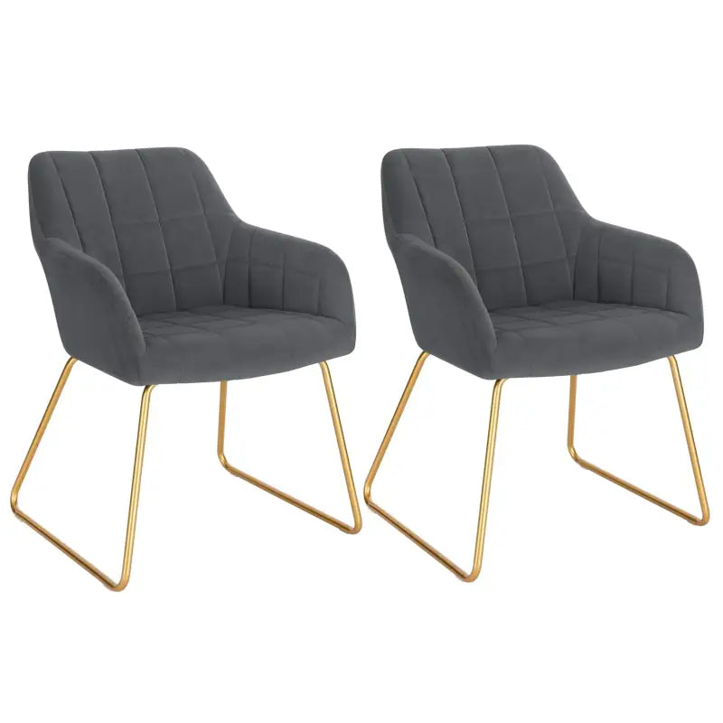 Set van 2 BukkitBow fluweel eetkamerstoelen met gouden metalen poten, comfortabele zithoogte van 48,5 cm.