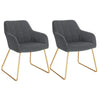Set van 2 BukkitBow fluwelen eetkamerstoelen met gouden metalen poten, comfortabele zithoogte van 48,5 cm.