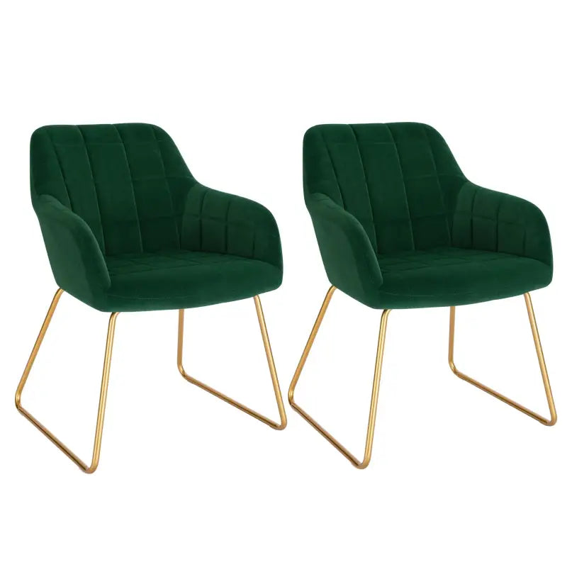 Set van 2 BukkitBow fluweel Eetkamerstoelen met gouden metalen poten, stijlvolle en comfortabele stoelen, zithoogte 48,5 cm.