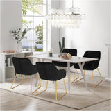 Set van 2 BukkitBow fluwelen eetkamerstoelen met gouden metalen poten en zithoogte van 48,5 cm, stijlvol en comfortabel.
