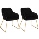 Set van 2 BukkitBow fluwelen eetkamerstoelen met gouden metalen poten, comfortabele zithoogte van 48,5 cm, stijlvolle design.