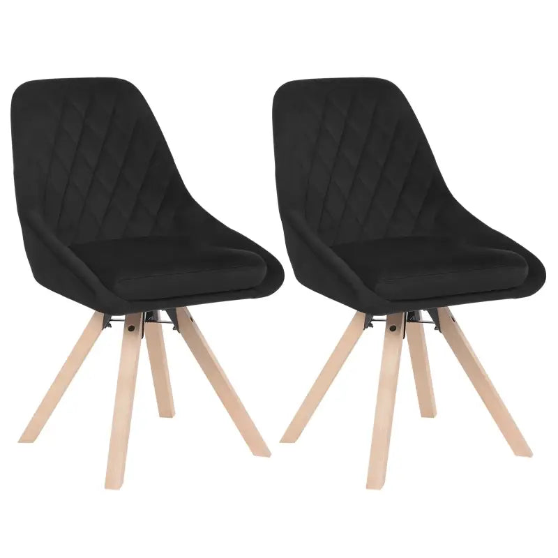 Set van 2 BukkitBow fluwelen draaistoelen met beukenhouten poten, multifunctioneel en comfortabel, zithoogte 46 cm.