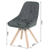 BukkitBow set van 2 fluwelen draaistoelen met beukenhouten poten, multifunctioneel en comfortabel, zithoogte 46 cm.