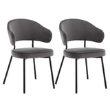 Set van 2 BukkitBow fluwelen eetkamerstoelen met metalen poten, breed en comfortabel, zithoogte 48 cm, geschikt voor moderne eethoeken.