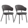 Set van 2 BukkitBow fluwelen eetkamerstoelen met metalen poten, breed en comfortabel, zithoogte 48 cm, geschikt voor moderne eethoeken.