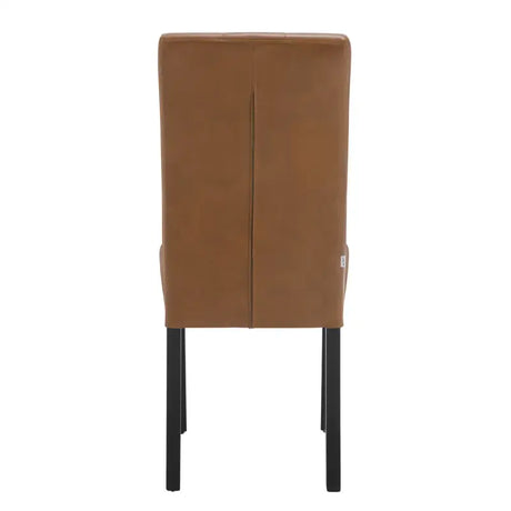 Set van 2 BukkitBow kunstleren eetkamerstoelen met massief houten poten, ergonomisch ontwerp en zithoogte van 48,5 cm.