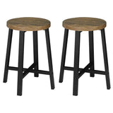 Set van 2 vintage industriële barkrukken van BukkitBow met bewerkt hout en metalen frame, zithoogte 46 cm.