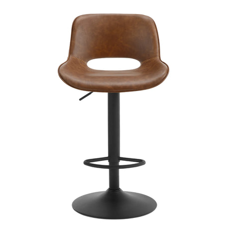 Set van 2 verstelbare en draaibare barkrukken van BukkitBow met vintage kunstleren bekleding, geschikt voor keuken of bar.