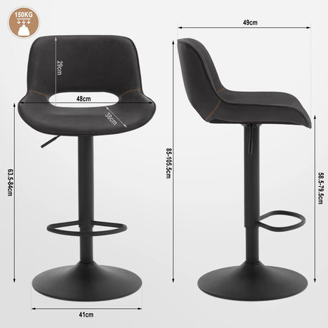 Set van 2 verstelbare en draaibare vintage kunstleren barkrukken van BukkitBow, ideaal voor eetkamer of bar.