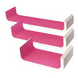 Set van 3 langwerpige wandplanken van BukkitBow, MDF, afmetingen 60/45/30cm, in diverse kleuren, geschikt als boekenplank of decoratie.