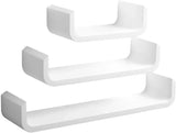 Set van 3 lange wandplanken van MDF in diverse kleuren, geschikt als boekenplank of decoratie, afmetingen 60/45/30cm.