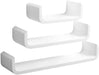 Set van 3 lange wandplanken van MDF in diverse kleuren, geschikt als boekenplank of decoratie, afmetingen 60/45/30cm.