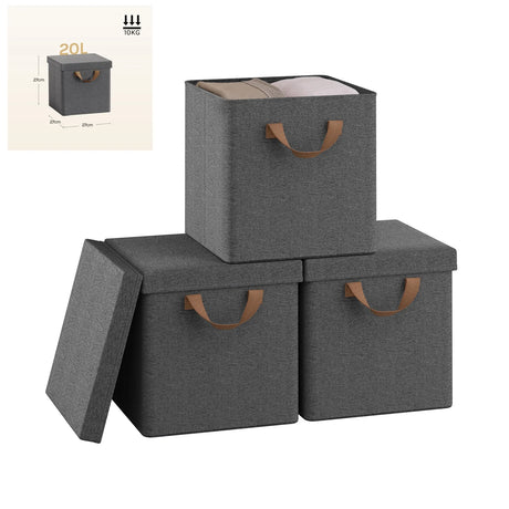 BukkitBow opbergdozen set van 3 of 5, opvouwbare stoffen dozen met deksels, organiser, voor opbergruimte en overzicht.