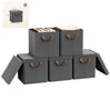 Set van 3 of 5 opvouwbare stoffen opbergdozen van BukkitBow met deksels, ideaal voor organiseringsdoeleinden in huis of kantoor.