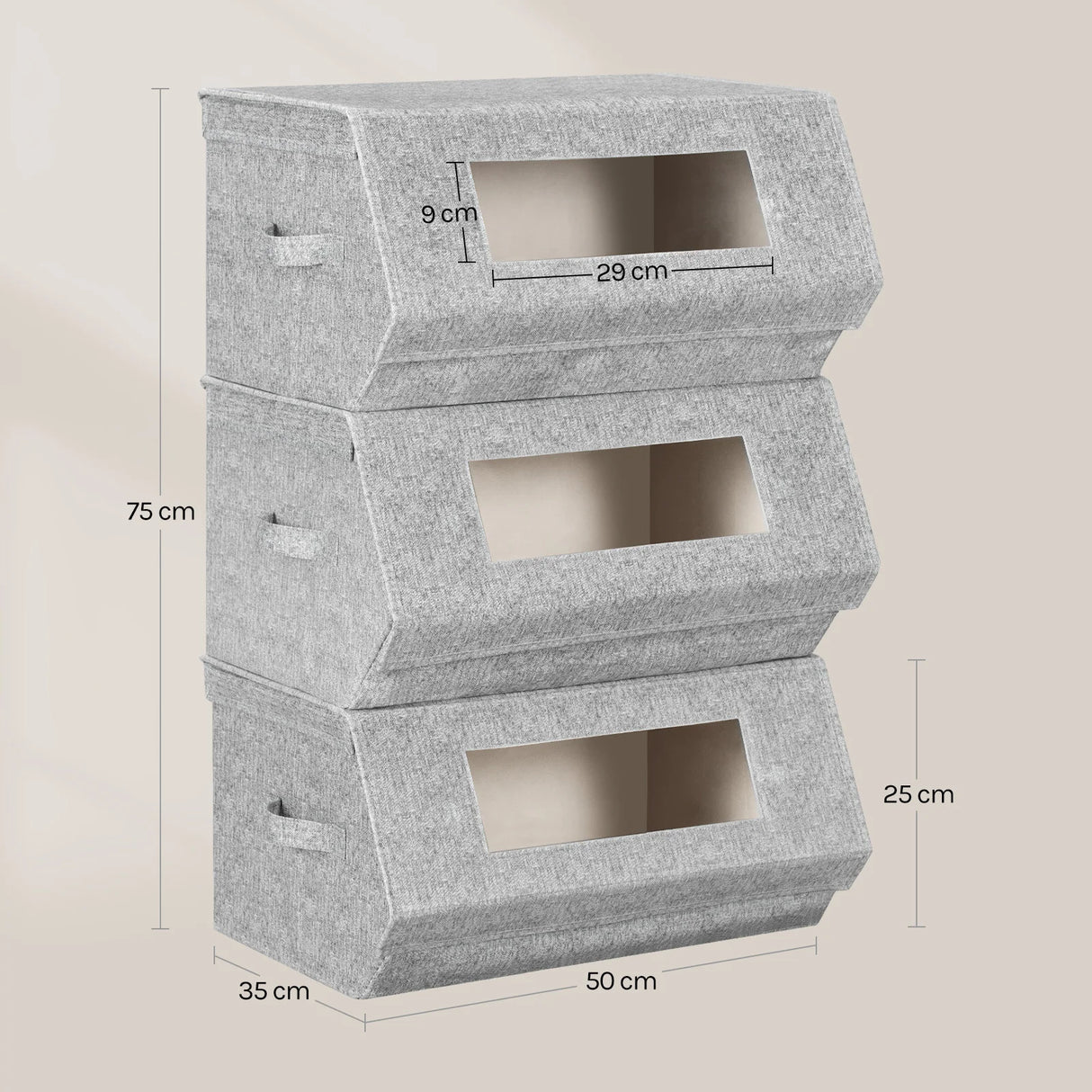 Set van 3 magneethoudende stoffen opbergdozen met kijkvenster van BukkitBow, geschikt voor opbergrek, handig voor organisatie.