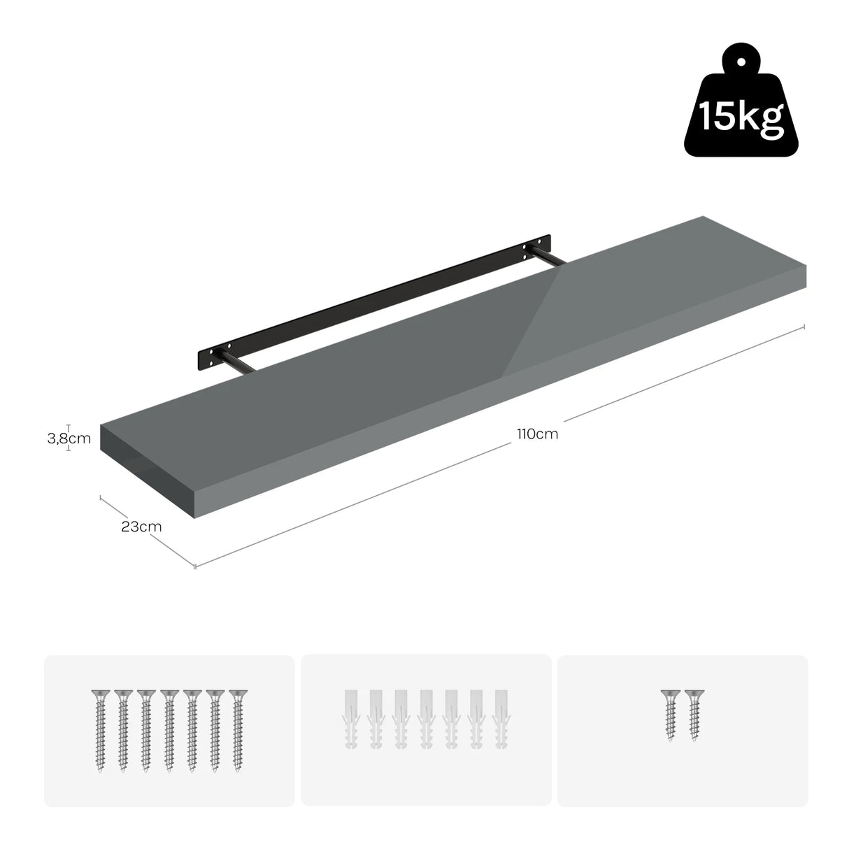 BukkitBow - Set van 3 Zwevende Wandplanken - Fotoplank - Wandrek - Muurdecoratie