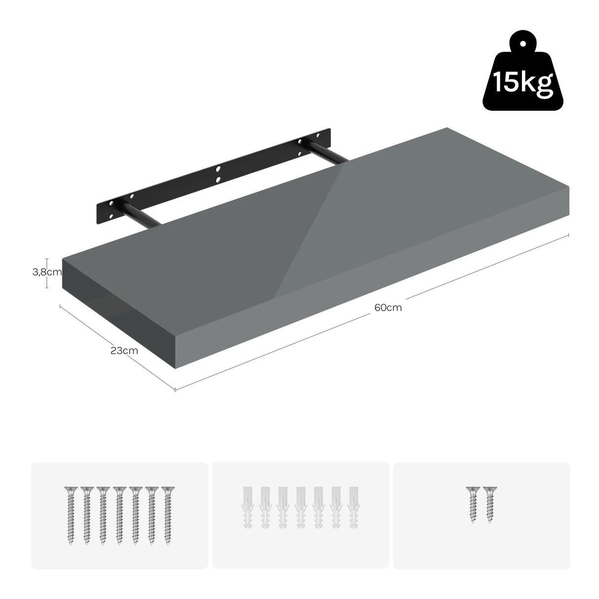 BukkitBow - Set van 3 Zwevende Wandplanken - Fotoplank - Wandrek - Muurdecoratie