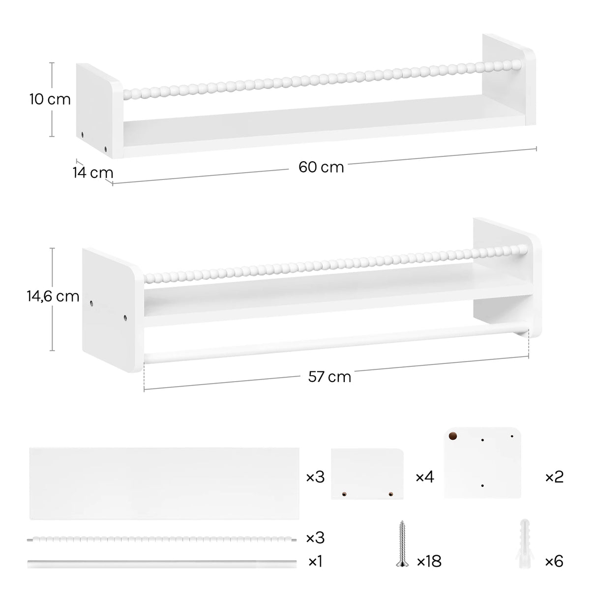 Set van 3 houten zwevende wandplanken van BukkitBow, ideaal als boekenrek of decoratie voor de kinderkamer.