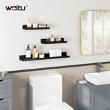 Set van 3 houten zwevende wandplanken van BukkitBow, ideaal als fotoplank of wandrek voor decoratie.