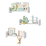 BukkitBow - Set van 3 Zwevende Wandplanken - Modern - Fotoplank - Wandrek voor Kinderkamer