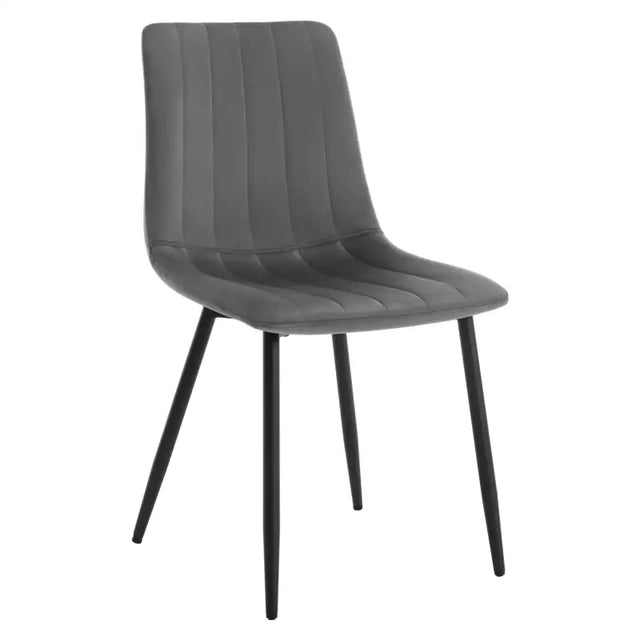 Set van 4 BukkitBow eetkamerstoelen met fluweel of leder, metalen poten en ergonomisch Scandinavisch design