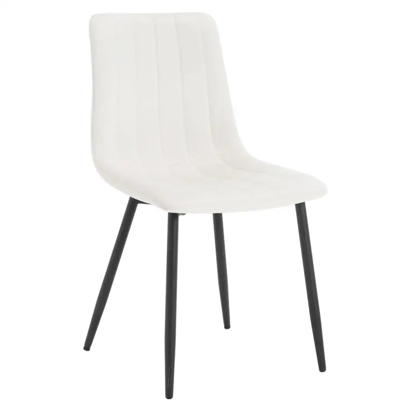 Set van 4 BukkitBow eetkamerstoelen met fluweel of leer en metalen poten, ergonomisch design in Scandinavische stijl.