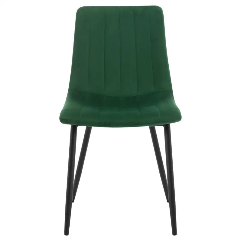 Set van 4 BukkitBow eetkamerstoelen met fluweel of leder, metalen poten en ergonomisch Scandinavisch ontwerp.
