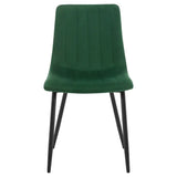 Set van 4 BukkitBow eetkamerstoelen met fluweel of leder, metalen poten en ergonomisch Scandinavisch ontwerp.