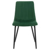 Set van 4 BukkitBow eetkamerstoelen met fluweel of leer, metalen poten en ergonomisch Scandinavisch ontwerp.