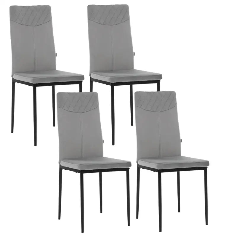 Set van 4 BukkitBow eetkamerstoelen met kunstleer of fluweel, metalen poten, ergonomisch en duurzaam, 40x98x52 cm.