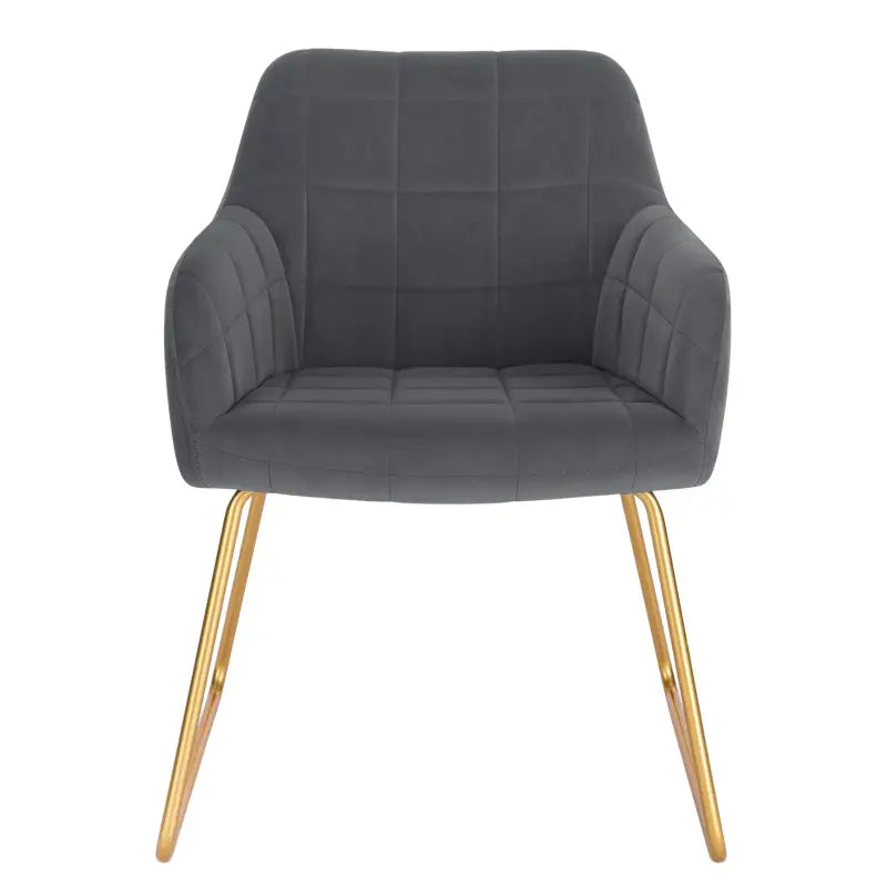 Set van 4 BukkitBow fluwelen eetkamerstoelen met gouden metalen onderstel, comfortabele zithoogte van 48,5 cm.
