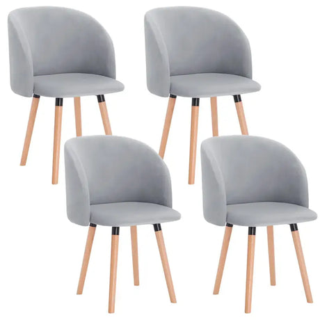 Set van 4 BukkitBow fluwelen eetkamerstoelen met massief houten frame, ergonomisch en stijlvol, zithoogte 47 cm.