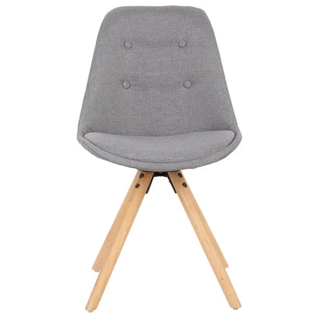 Set van 4 linnen eetkamerstoelen van BukkitBow met massieve houten poten, ergonomisch ontwerp en zithoogte van 46 cm.