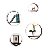 Set van 4 ronde hangende boekenplanken van BukkitBow, MDF, in XL, L, M en S, diepte 8,8 cm, geschikt voor wanddecoratie.