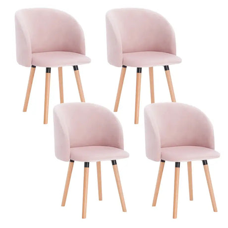 Set van 4 BukkitBow eetkamerstoelen met fluwelen zitting, massief houten frame, ergonomisch ontwerp en zithoogte 47 cm.