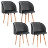 Set van 4 BukkitBow eetkamerstoelen met fluwelen zitting, massief houten frame, ergonomisch en stijlvol, zithoogte 47 cm.