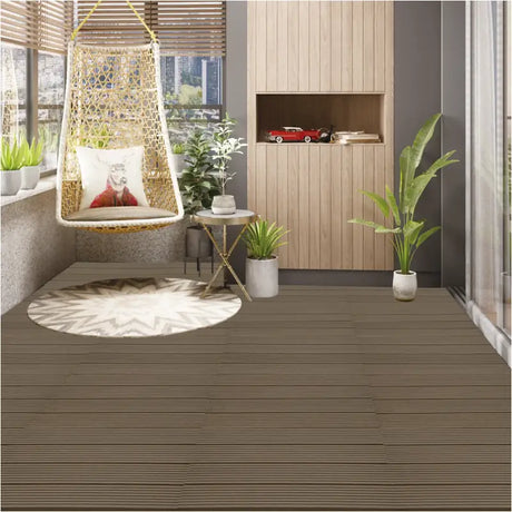 BukkitBow WPC terrasplanken set met 6 tegels van 30x60cm, plug-in systeem voor duurzame terrasvloer