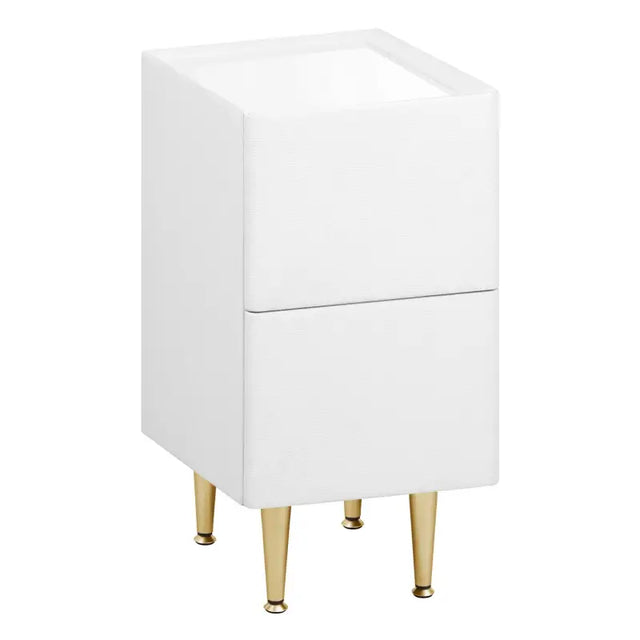 BukkitBow smal nachtkastje met twee laden, bijzettafel voor opbergruimte, compact ontwerp, modern houten uitstraling