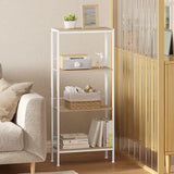 Industrieel metalen opbergrek van BukkitBow met 4 niveaus, klein niche design, stevig frame voor opslag en organisatie.