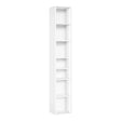Witte BukkitBow hoge boekenkast met 7 vakken, 178,5 cm hoog, smal design, houten opbergmeubel voor boeken en decoraties